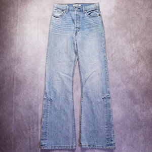 Levis Jeans Size 29x32 Light Blue Wash Ribcage Split Flare High Rise Button Fly
